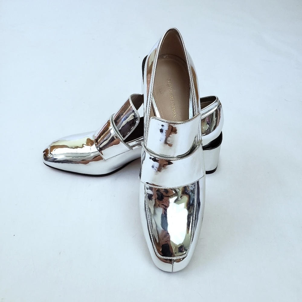 Stuart Weitzman Sawyer NWOT Silver Patent  Loafer
